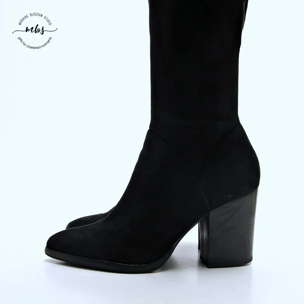Marc Fisher LTD Larrine Pointed‎ Toe Over The Knee Boots Black Women Size 8.5